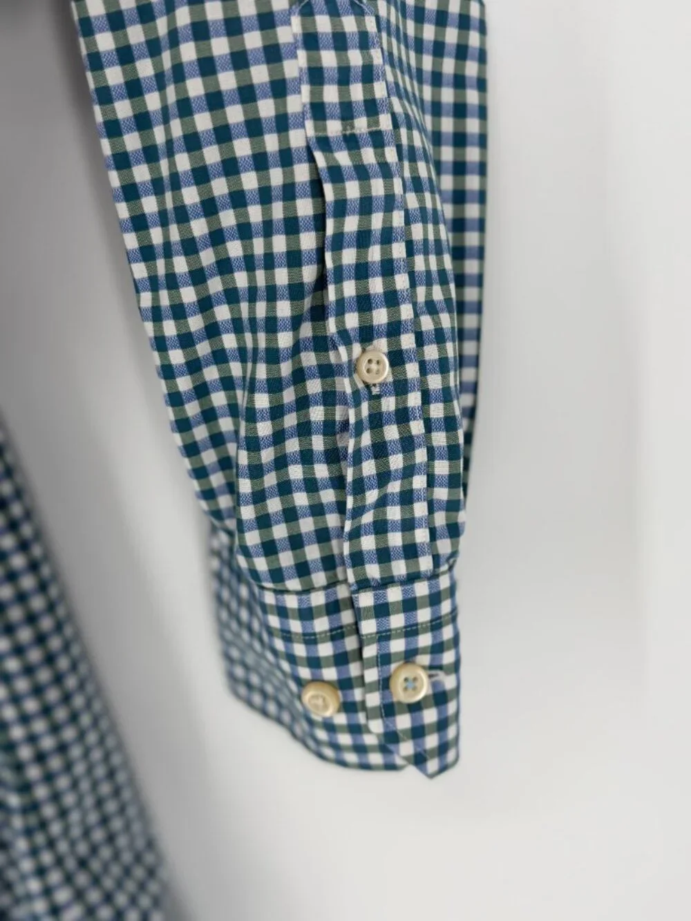 Banana Republic Grant Fit Blue Green Gingham Button Down Shirt Men’s M